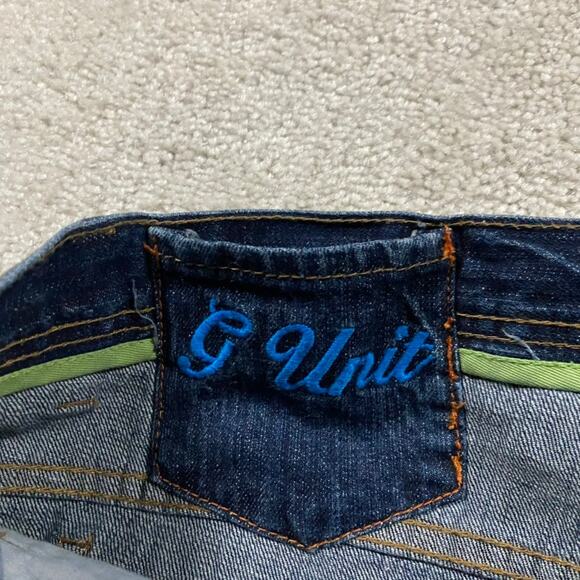 Y2K G Unit Jean Shorts Mens 42* Blue Baggy Streetwear Grunge 50 Cent Jorts Rap - Picture 5 of 12